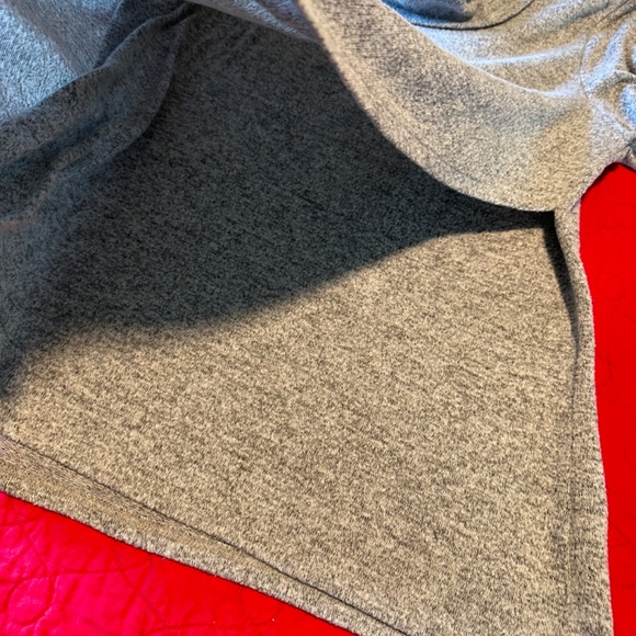 Loveappella Heather Grey cowl neck, asymmetrical sweater in large - Picture 9 of 10